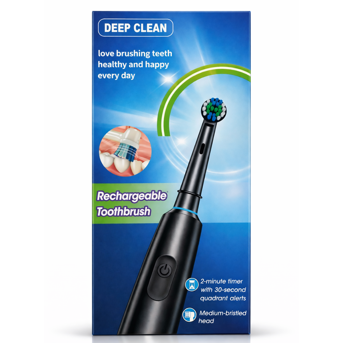 Escova de dentes elétrica Deep Clean branca + 4 cabeças