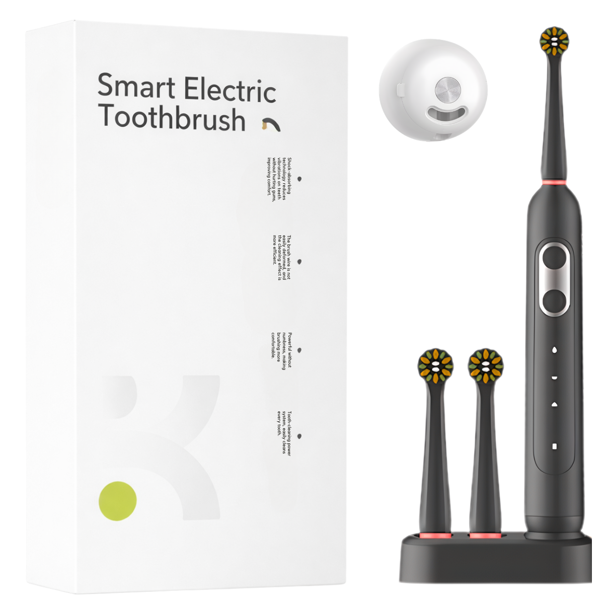 Elektrická zubná kefka čierna s UV sterilizátorom + 2 hlavice